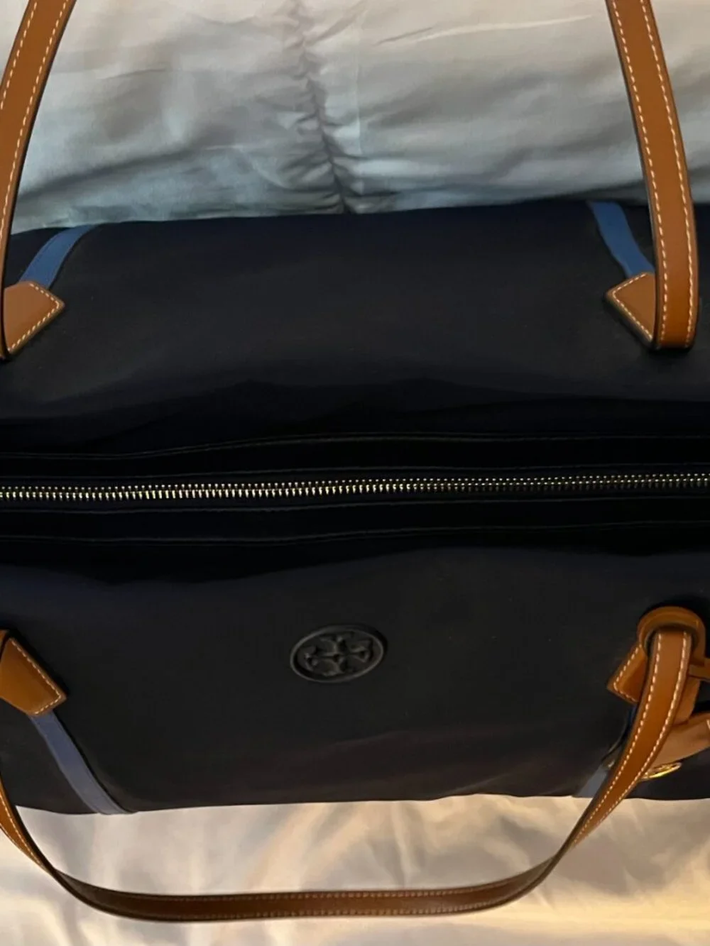 Tory Burch Perry Nylon Oversized Tote Travel Bag Royal Navy
